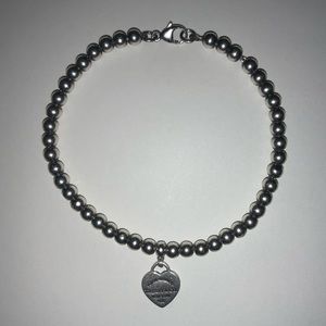 Authentic Return to TIFFANY & Co. Sterling Silver Bead Heart Tag Bracelet